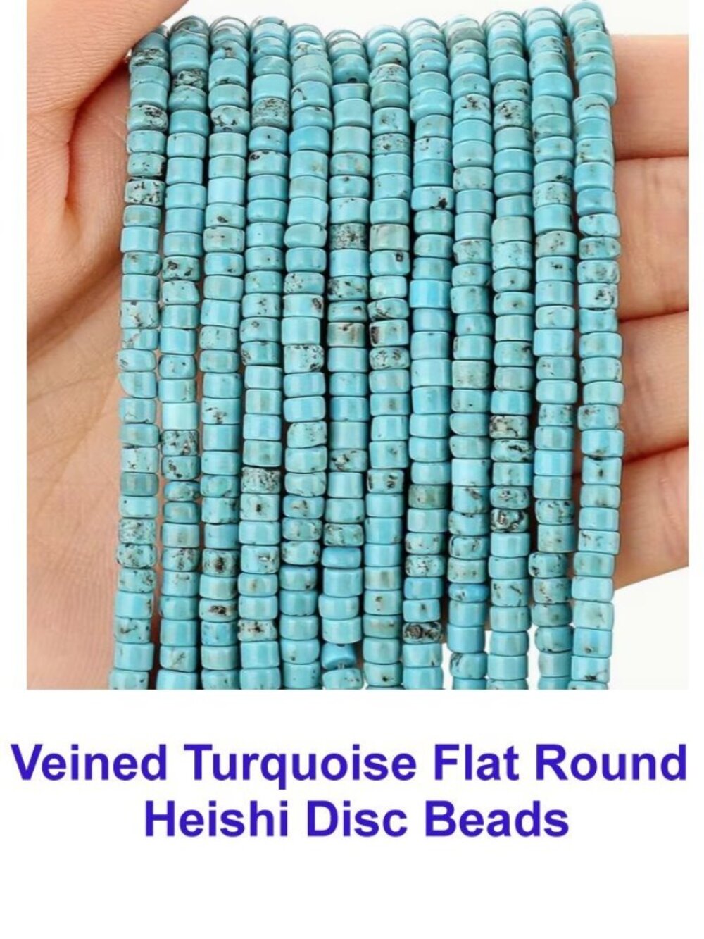 Veined Turquoise Flat Round Heishi Disc Beads 4x2mm or 3x6mm